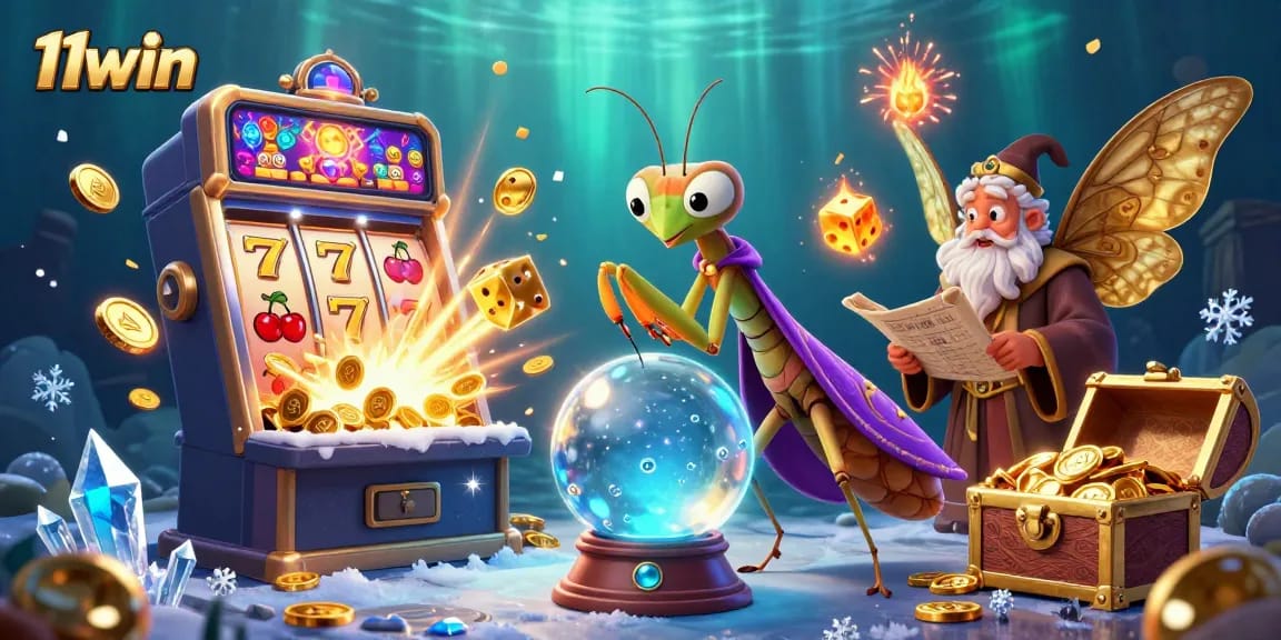 Experience the magic of casino gaming with 11win's vibrant slot theme featuring a dynamic scene.