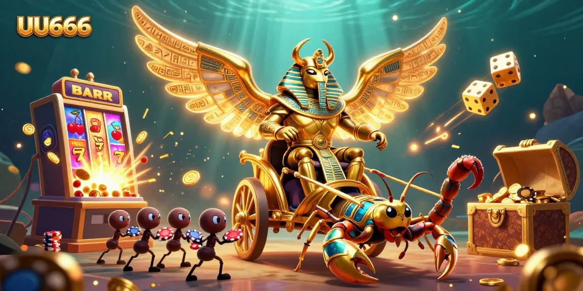 Experience the thrill of winning at UU666 with this vibrant casino scene bursting with excitement.