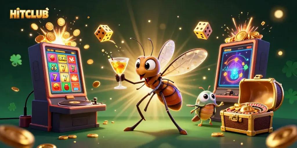 Engage in thrilling gameplay at HITCLUB with a rich 3D casino scene featuring vibrant characters and elements.