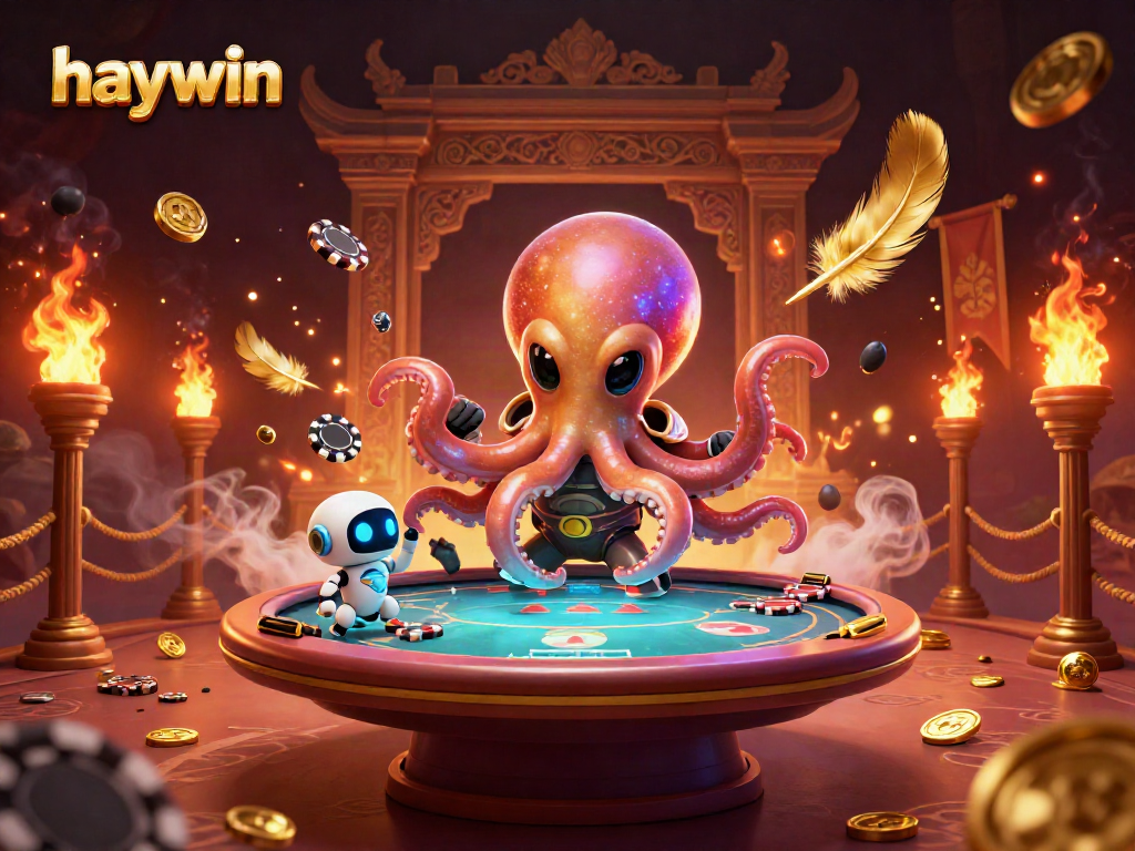 Engage with haywin's thrilling alien poker scene filled with cosmic excitement and dynamic game elements.