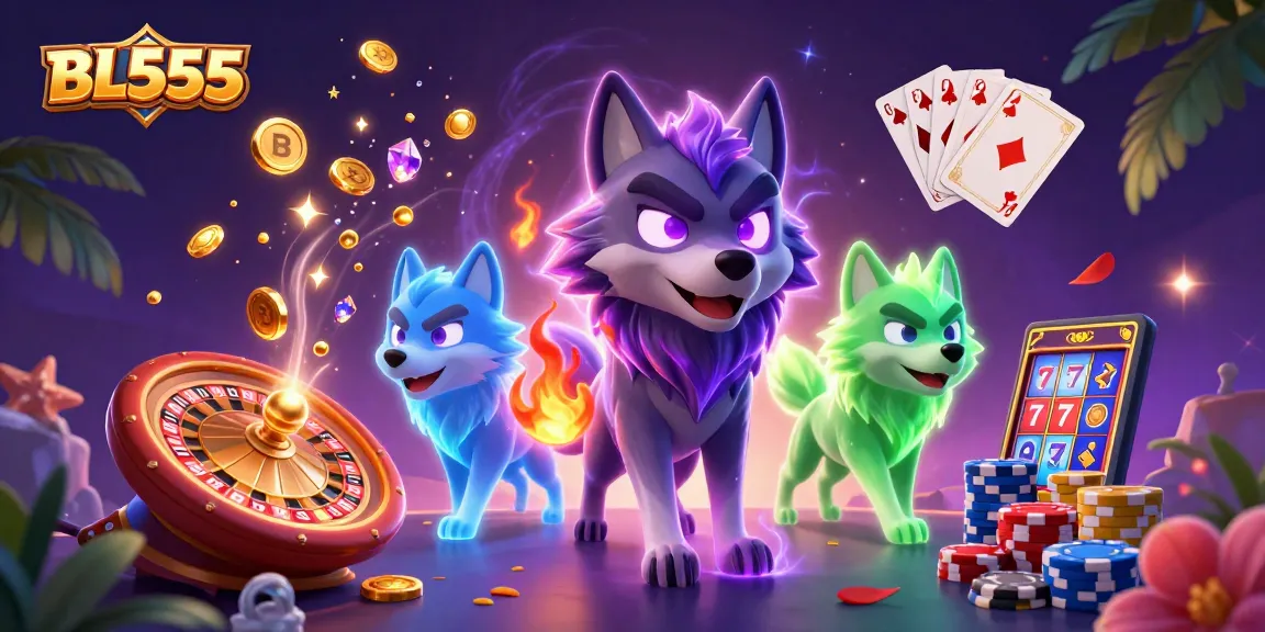 Engage with BL555 in this vibrant casino scene featuring dynamic gaming elements.