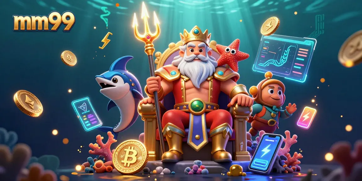 Engage with MM99 casino offerings showcasing Neptune and crypto elements in vibrant detail