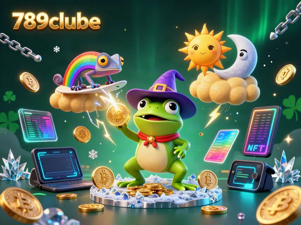 Experience the magic of gambling with 789clube, featuring a vibrant scene of characters amidst golden coin storms.
