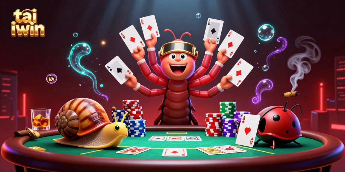 Experience vibrant tai iwin gameplay with a unique 3D illustration showcasing interacting casino characters.