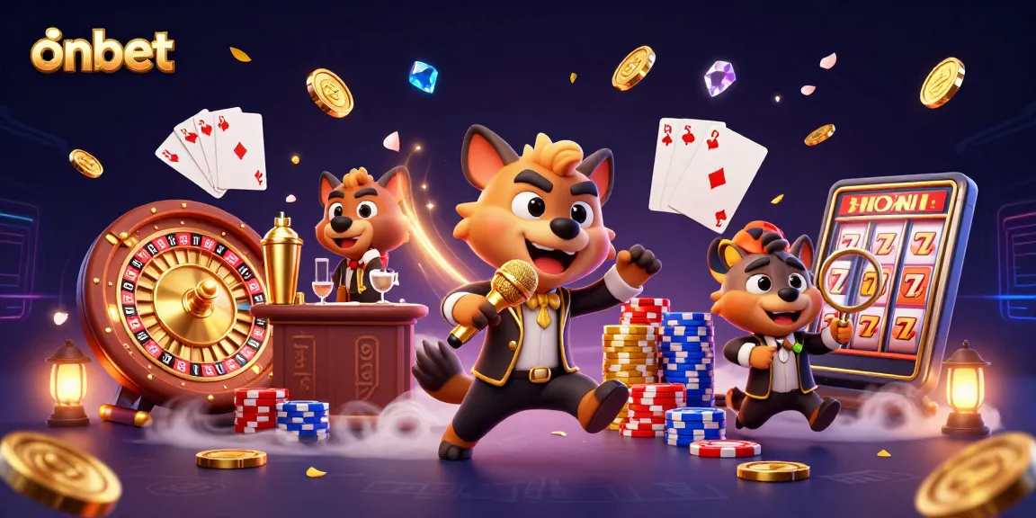 Experience the excitement of onbet casino with animated hyenas in a vibrant comedy club scene.