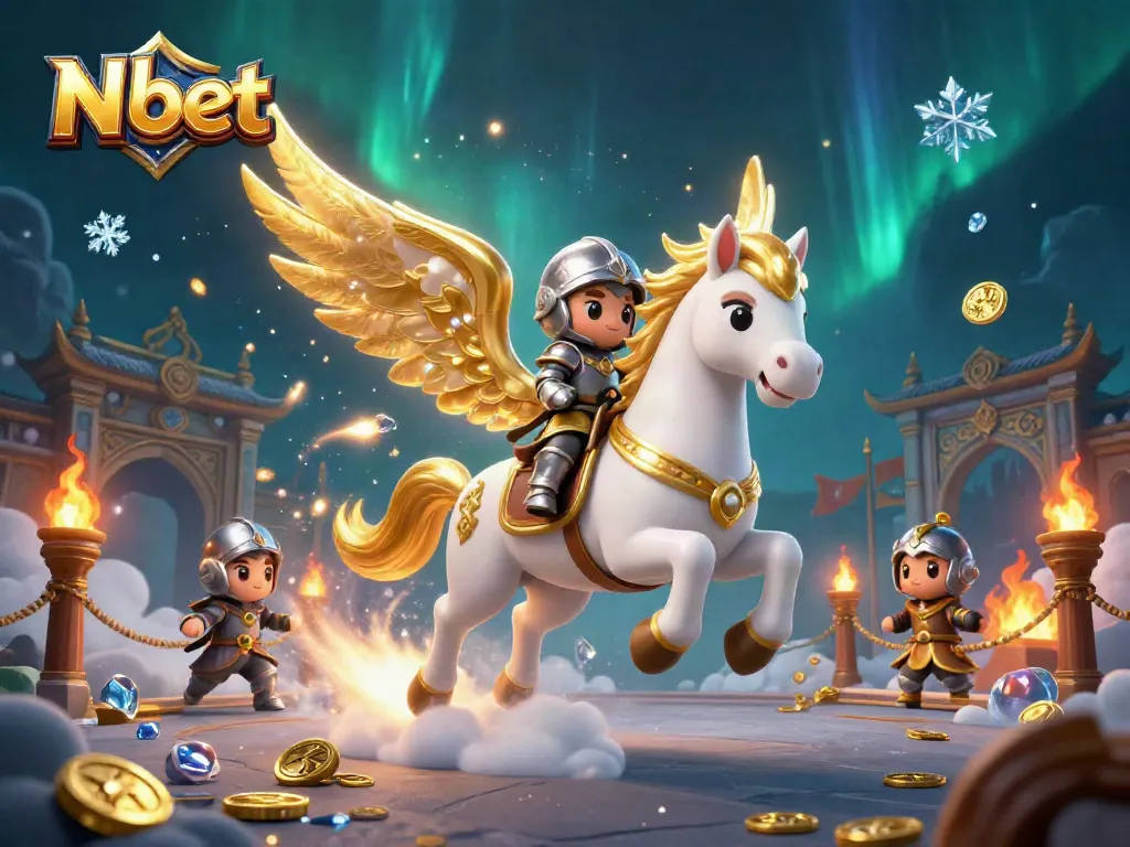 Experience thrilling wins with N bet's futuristic gaming scene featuring a celestial horse and knight.