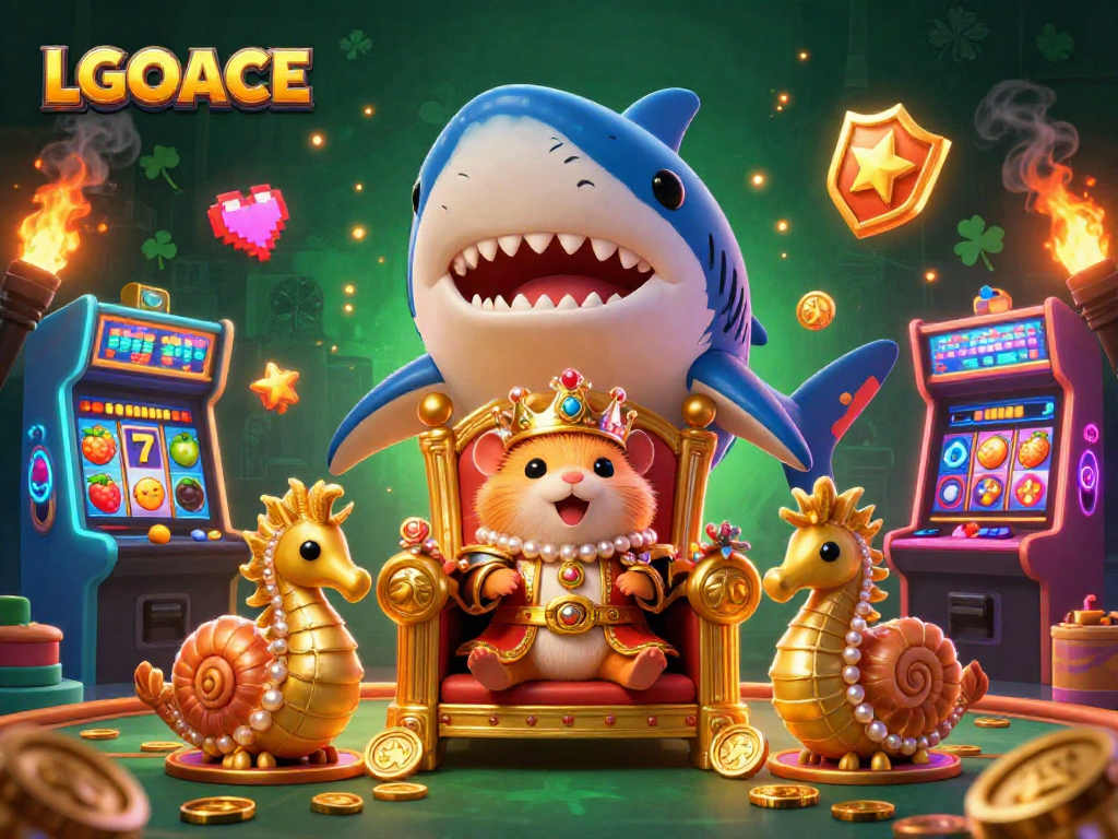 LGOACE delivers an engaging gaming experience with a hamster king and vibrant slot reels, showcasing fun and winnings.