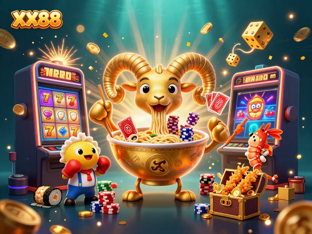 Experience exhilarating wins with XX88's engaging casino scene featuring dynamic characters and vibrant elements.