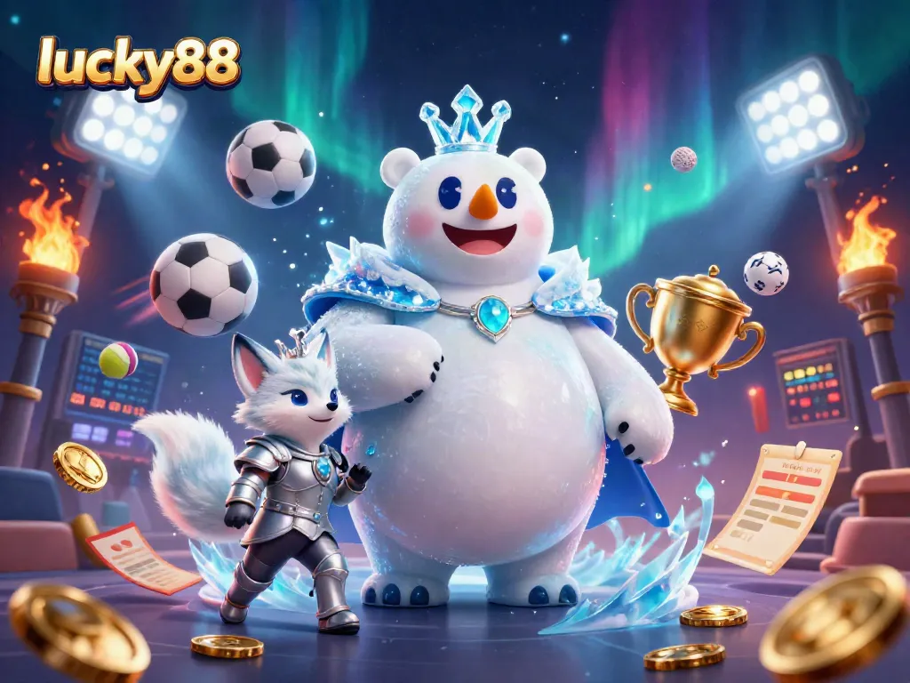 Experience winning strategies with lucky88 in an immersive casino-themed illustration of sports betting.