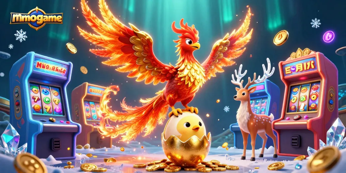 Experience the magic of mmoogame with a captivating 3D casino illustration featuring a soaring phoenix.
