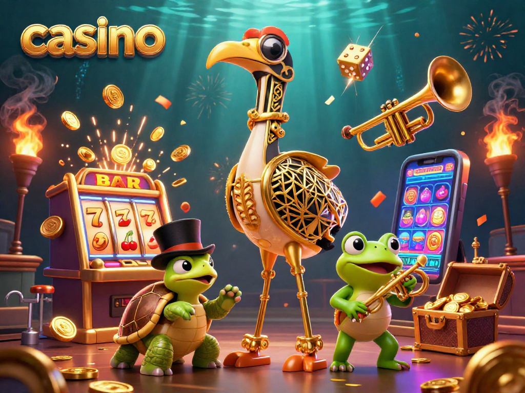 Engage in thrilling spins and wins at the casino with energetic characters and colorful game elements.