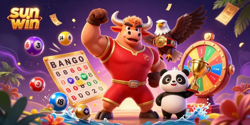 Experience the vibrant world of sun win with exciting games and dynamic characters celebrating success.