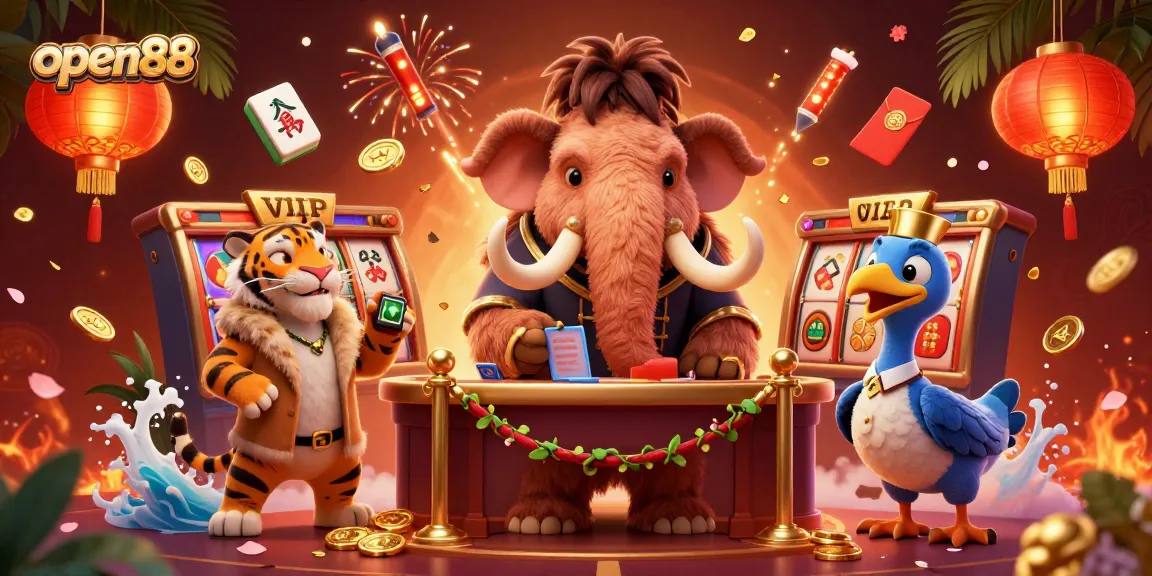 Experience exciting gameplay at open88 with a vibrant casino scene featuring unique characters.