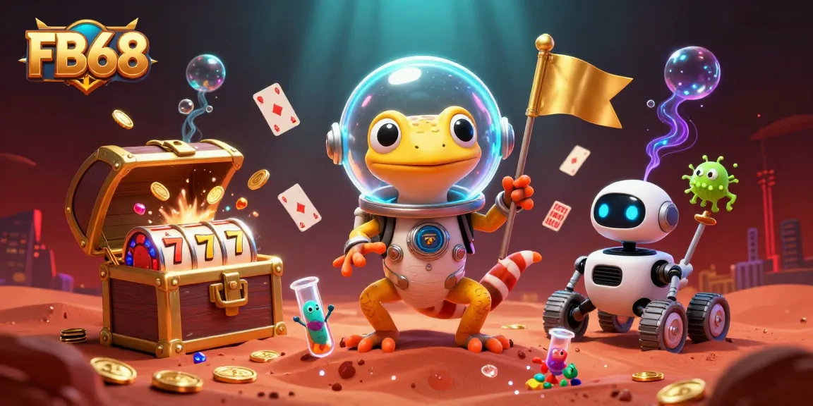 Experience thrilling moments at FB68 with a vibrant Martian casino scene bursting with riches.