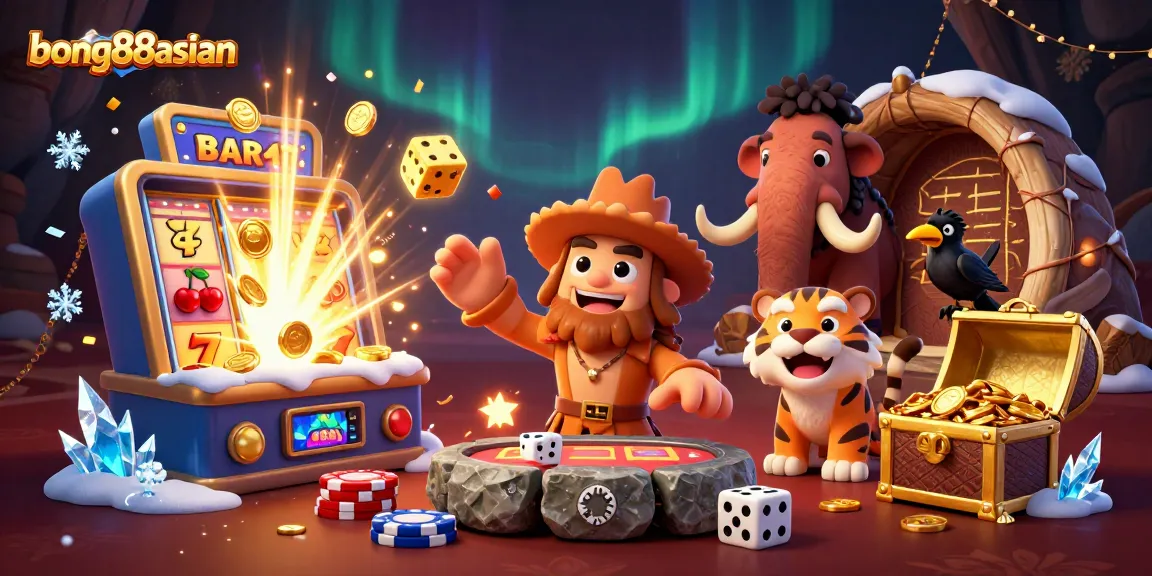 Spin the reels at bong88asian with dynamic casino characters in a vibrant prehistoric setting.