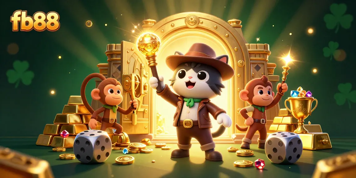 Experience thrilling adventures with fb88 as the archaeologist cat finds golden treasures in a dazzling casino