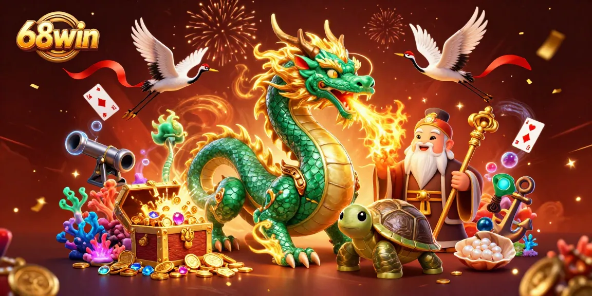 Experience thrilling wins at 68win with a vivid 3D scene of luck and fortune in the casino.
