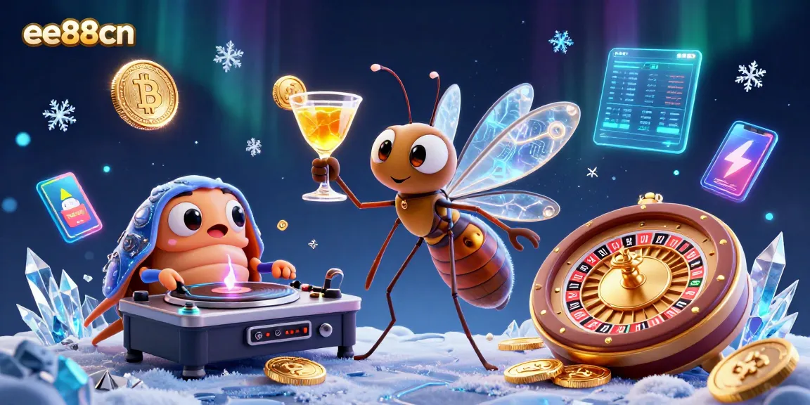Experience the vibrant energy of ee88cn with animated characters and crypto elements in a dynamic casino scene.