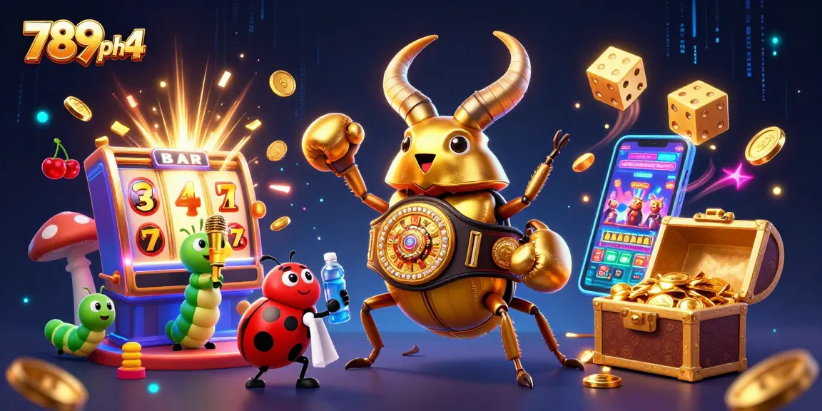 Join the excitement at 789ph4 with vibrant casino scenes featuring a golden stag beetle and thrilling game elements.