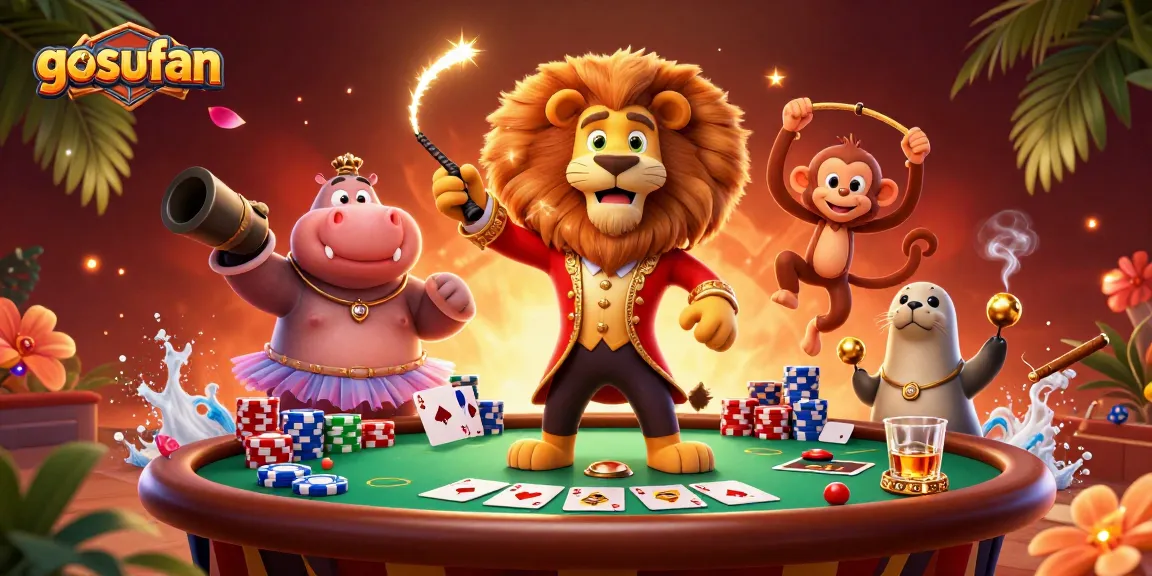 Spin and win at gosufan with colorful poker chips and charming characters.